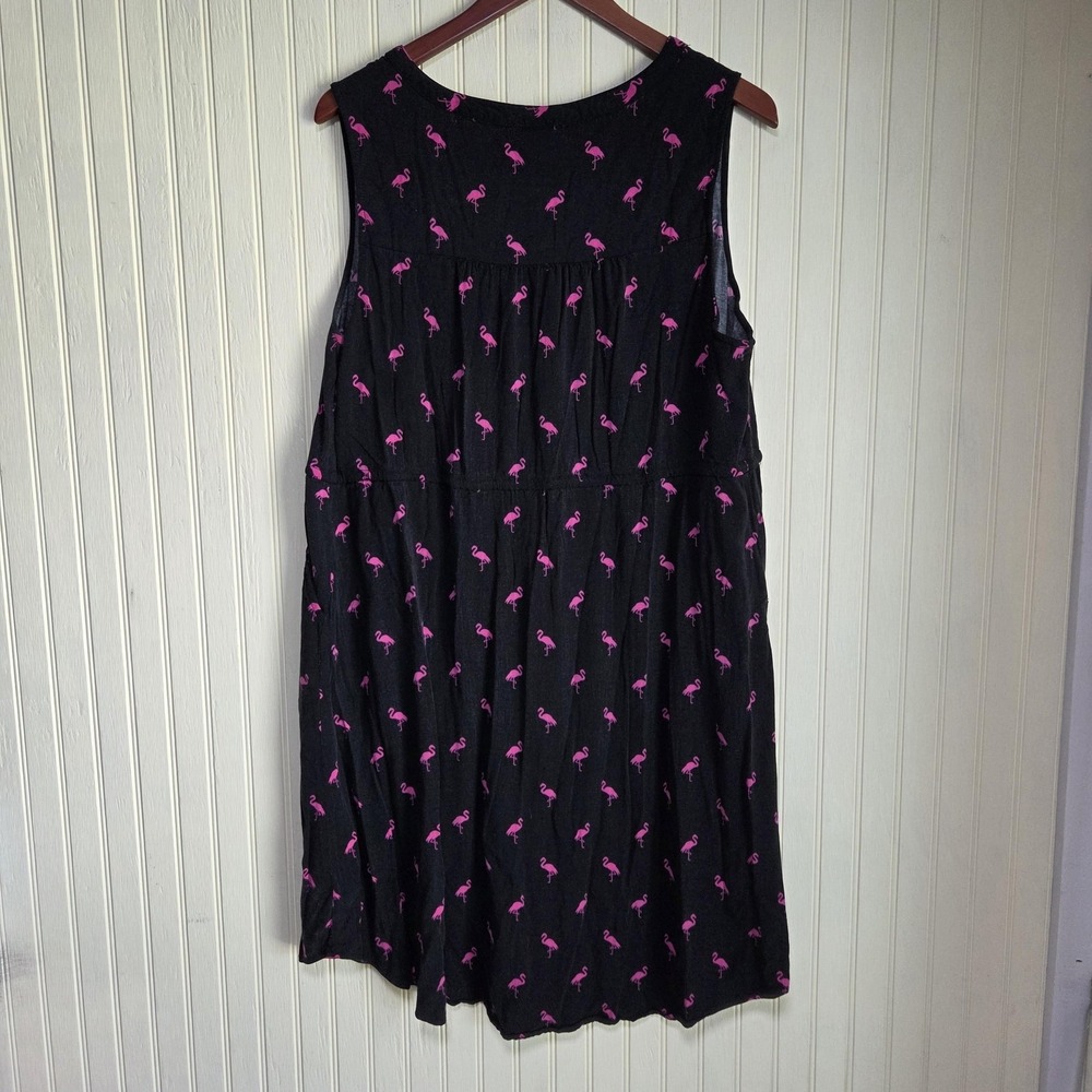 Torrid Dress Womens 2 Black Flamingo Sleeveless Scoop Neck Fit & Flare Knee - Picture 3 of 7